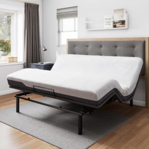 Ergonomic King Size Adjustable Bed Base, Wireless Remote Control, Whisper Quiet Durable Motor, Independent Head and Foot Incline