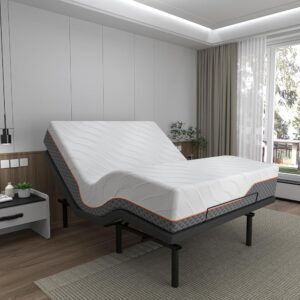 ESHINE Queen Adjustable Bed with Mattress 12 Inch, Memory Foam Hybrid Mattress, Wireless Remote, 5 Minutes Installation, Head and Foot Incline, 3100 Series