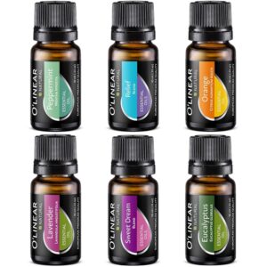Essential Oils Set - 4 Oils & 2 Blends, Top 6 Essential Oils for Diffusers for Home, Stress Relief, Serenity Sleep Oil Blend Aromatherapy, Peppermint, Orange, Lavender,...