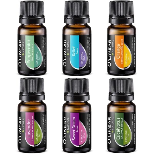 Essential Oils Set - 4 Oils & 2 Blends, Top 6 Essential Oils for Diffusers for Home, Stress Relief, Serenity Sleep Oil Blend Aromatherapy, Peppermint, Orange, Lavender,...