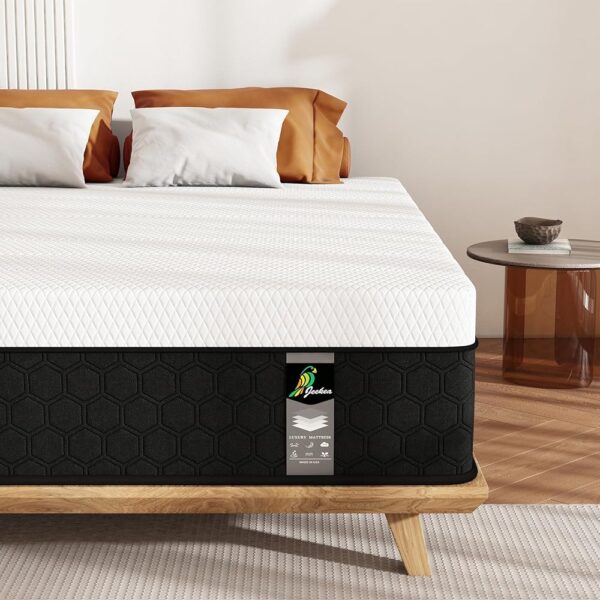 Full Size Mattress, 10 Inch Innerspring Hybrid Mattress in a Box with Memory Foam for Back Pain Relief, Medium Firm Mattress with Motion Isolation & Strong Edge Support