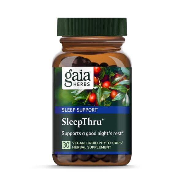 Gaia Herbs SleepThru - Natural Sleep Support Supplement with Organic Ashwagandha Root, Organic Magnolia Bark, Passionflower, and Jujube Date - 30 Vegan Liquid Phyto-Capsules...