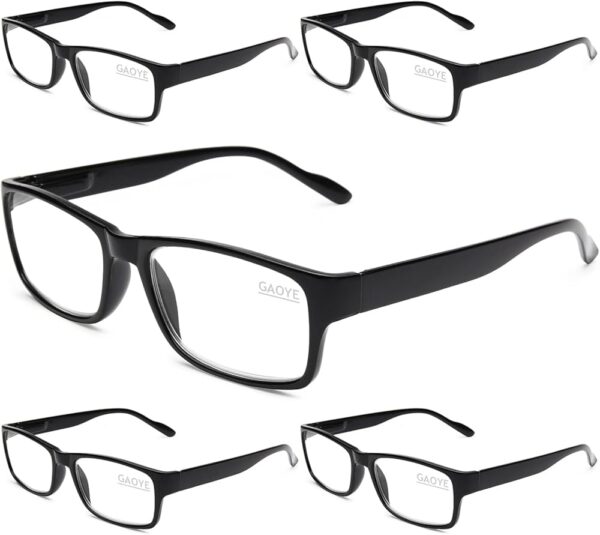 Gaoye 5-Pack Reading Glasses Blue Light Blocking, Spring Hinge Readers for Women Men Anti Glare Filter Lightweight Eyeglasses