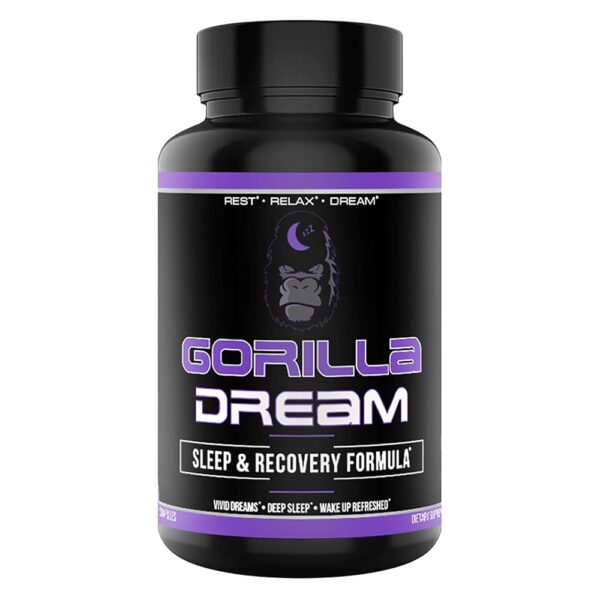 Gorilla Dream Sleep Supplement (120 Capsules) - Nootropic Infused Comprehensive Sleep & Recovery Supplement - GABA, Melatonin, Valerian Root, Magnesium, L-Theanine, Sensoril,...