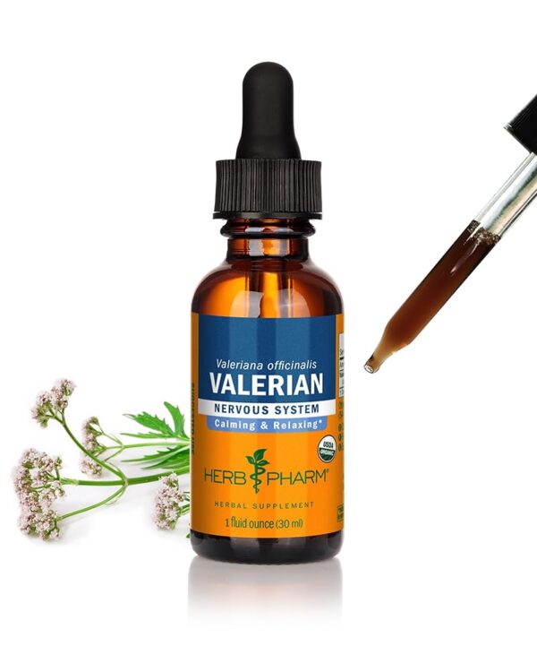 Herb Pharm Organic Valerian Root Liquid Extract, Alcohol-Free: Sleep & Relaxing, Calming Nighttime Sleep Support Supplement, Sugar-Free Herbal Supplement, 1 Oz