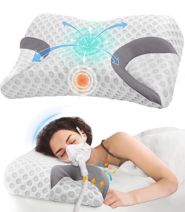 IKSTAR 3.0 Memory Foam Pillow for CPAP Side Sleeper - CPAP Pillow for All CPAP Masks User, Nasal Pillows for Side Back Sleepers - Reduce Air Leaks & Mask Pressure