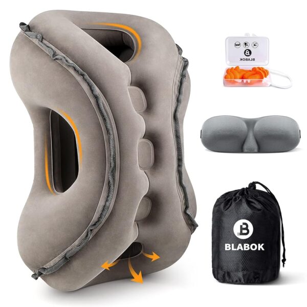 Inflatable Travel Pillow,Multifunction Travel Neck Pillow for Airplane to Avoid Neck and Shoulder Pain,Support Head,Neck,Used for Sleeping Rest, Airplane and Home Use,with Eye...