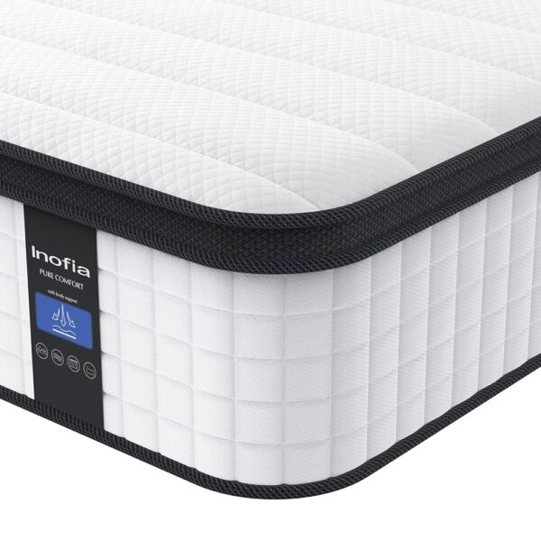 Inofia Queen Size Mattress, 14 inch Hybrid Queen Mattress in A Box,Ultra Comfort Memory Foam Layer, Medium Feels, Cooling Breathable Cover,Low Motion Transfer Supports for Any...