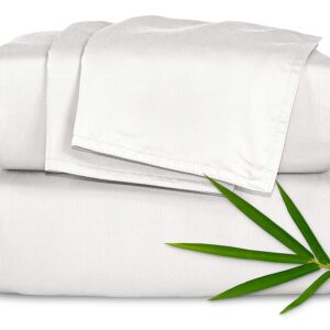 King Sheets by Pure Bamboo, Genuine 100% Organic Viscose Derived from Bamboo Bed Sheet Set, Luxuriously Soft & Cooling, Double Stitching, Lifetime Quality Promise (King, White)