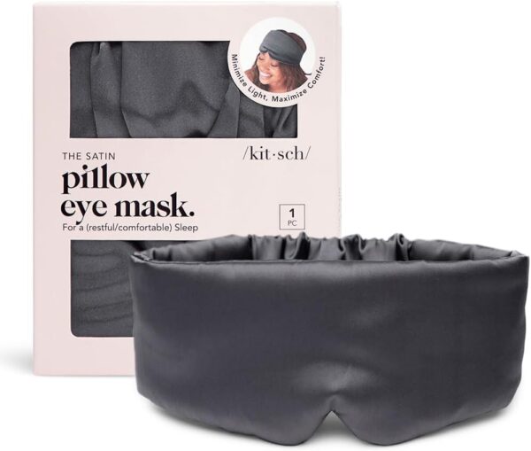 Kitsch Blackout Satin Sleep Mask, Softer Than Real Mulberry Silk Eye Cover, Soft Pressure Free Shade Blindfold for Puffy Eyes with Adjustable Straps, Weighted Eye Mask for...