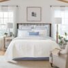 Laura Ashley Felicity Collection Quilt Set-100% Cotton, Reversible, All Season Bedding with Matching Sham(s), Pre-Washed for Added Softness, Twin, White