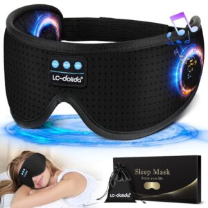 LC-dolida Sleep Headphones, White Noise Bluetooth Sleep Mask 3D Wireless Eye Mask Sleeping with Timing, Sleep Mask with Bluetooth Headphones for Side Sleepers Travel Yoga, Cool...