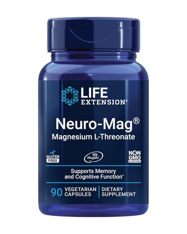 Life Extension Neuro-mag Magnesium L-threonate, Magtein, Magnesium Supplement, Brain Health, Memory & Attention, Gluten Free, Vegetarian, Non-GMO, 90 Vegetarian Capsules