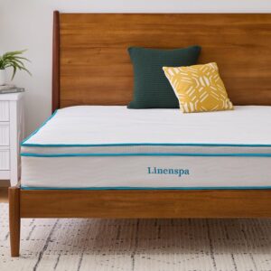 Linenspa 10 Inch Memory Foam and Spring Hybrid Mattress - Medium Feel - Bed in a Box - Quality Comfort and Adaptive Support - Breathable - Cooling - Perfect for a Guest Bedroom...