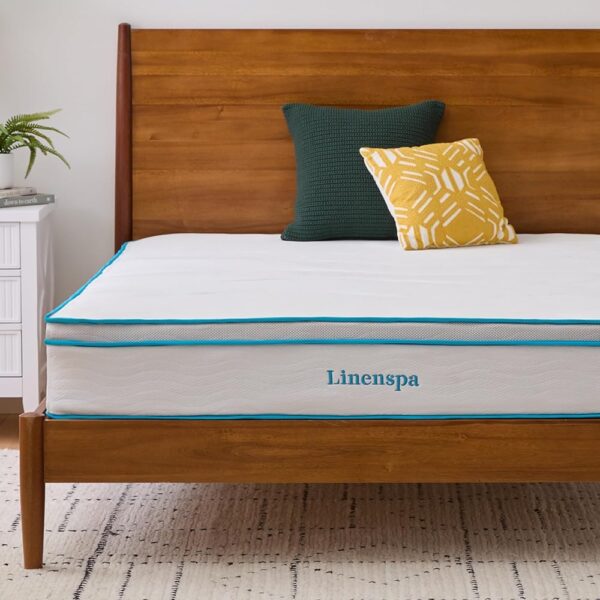 Linenspa 10 Inch Memory Foam and Spring Hybrid Mattress - Medium Feel - Bed in a Box - Quality Comfort and Adaptive Support - Breathable - Cooling - Perfect for a Guest Bedroom...
