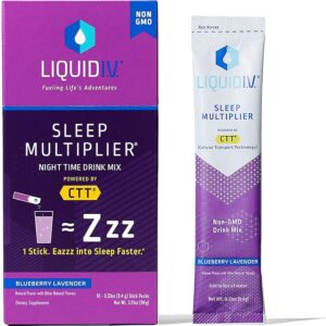 Liquid I.V.® Hydration Multiplier® +Sleep - Blueberry Lavender - Electrolyte Powder Drink Mix Packets | Convenient Single-Serving Sticks | Non-GMO | 10 Servings (Pack of 1)
