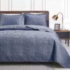 Love's cabin King Size Quilt Set Blue Bedspreads - Soft Bed Summer Quilt Lightweight Microfiber Bedspread- Modern Style Coin Pattern Coverlet for All Season - 3 Piece (1 Quilt,...