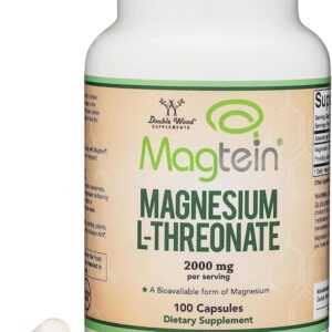 Magnesium L Threonate Capsules (Magtein) – High Absorption Supplement – Bioavailable Form for Sleep and Cognitive Function Support – 2,000 mg – 100 Capsules