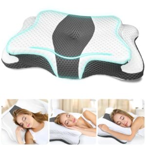 Memory Foam Pillows, Cervical Pillow for Neck and Shoulder Pain Relief, Ergonomic Contour Bed Pillow, Soft for Side Sleep Stomach Sleeping and Back Sleeper…