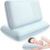 Memory Foam Pillows for Side, Back and Stomach Sleepers, Set of 2, Bed Pillow with Washable Cover and Breathable Mesh, Bed Pillow for Sleeping (Blue,Standard Size)