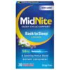 MidNite Back to Sleep Low Dose, 1.5 mg Melatonin Sleep Aid, Non-Habit Forming, Herbal Dietary Supplement for Adults, Drug-Free, Gluten-Free, Lactose-Free, Vegetarian, Vegan, 30...