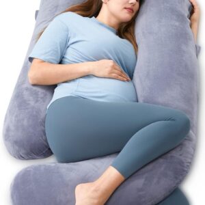 Momcozy Pregnancy Pillows for Sleeping, U Shaped Full Body Maternity Pillow with Removable Cover - Support for Back, Legs, Belly, HIPS for Pregnant Women, 57 Inch Pregnancy...