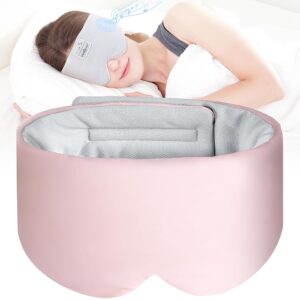 MUSICOZY Ice Silk Sleep Headphones with Bluetooth Mask, Eye Mask for Sleeping in Total Darkness, 5.4 Bluetooth Sleep Mask Sleep Headphones, Soft, Gifts for Men Women (Pink)