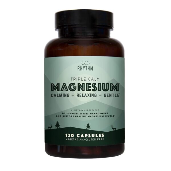 Natural Rhythm Triple Calm Magnesium 150 mg - 120 Capsules – Magnesium Complex Compound Supplement with Magnesium Glycinate, Malate, and Taurate. Calming Blend for Promoting...