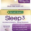 Nature's Bounty Melatonin, Sleep3 Maximum Strength 100% Drug Free Sleep Aid, Dietary Supplement, L-Theanine & Nighttime Herbal Blend Time Release Technology, 10mg, 30...