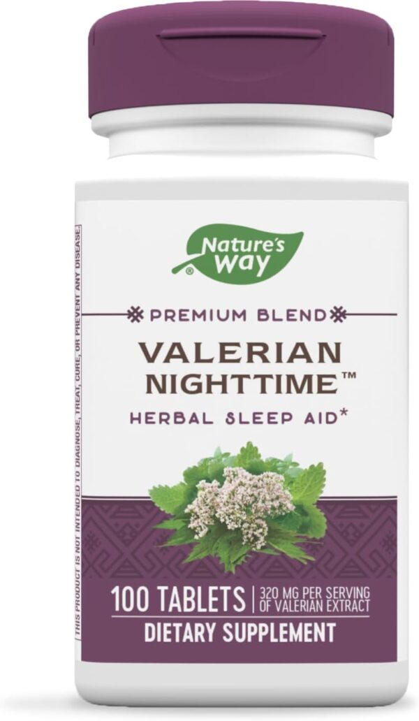 Nature's Way Valerian Nighttime, Herbal Sleep Aid*, 320 mg per Serving of Valerian Extract, Gluten-Free, 100 Tablets