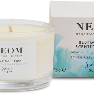 NEOM- Bedtime Hero Scented Candle, Travel Size | Essential Oil Aromatherapy Candle | Ylang Ylang & Chamomile | Scent to Sleep