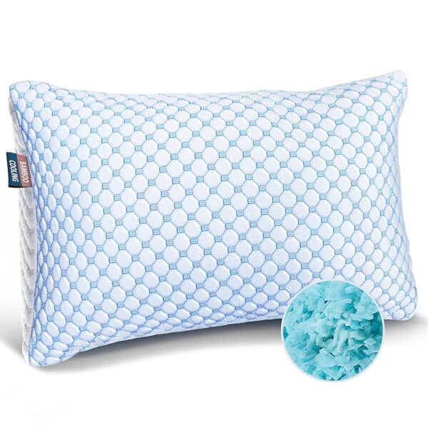 Nestl Cooling Pillow Queen Size - Cooling Shredded Memory Foam Pillows, Gel Infused Cool Pillows, Adjustable Cooling Pillows for Sleeping, Breathable Queen Pillows, Washable...
