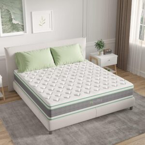Novilla King Mattress 12 Inch Hybrid Mattress in a Box, Innerspring Mattress with Gel Memory Foam for a Cool Sleep, Pressure Relief, Medium Firm Mattress & Supportive, Groove