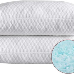NTCOCO 2 Pillows, Shredded Memory Foam Bed Pillows for Sleeping, with Washable Removable Cooling Hypoallergenic Sleep Pillow for Back and Side Sleeper, Queen (2-Pack)