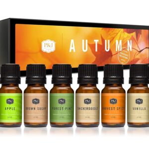 P&J Fragrance Oil Autumn Set | Brown Sugar, Apple, Harvest Spice, Vanilla, Forest Pine, and Snickerdoodle Scents for Candle Making, Freshie Scents, Soap Making Supplies,...