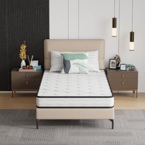 PayLessHere 6 Inch Hybrid Mattress with Innerspring and Foam/Fiberglass Free/Medium Firm Spring Mattress/Twin Size Mattress in a Box/CertiPUR-US Certified/Cool Sleep Pressure...