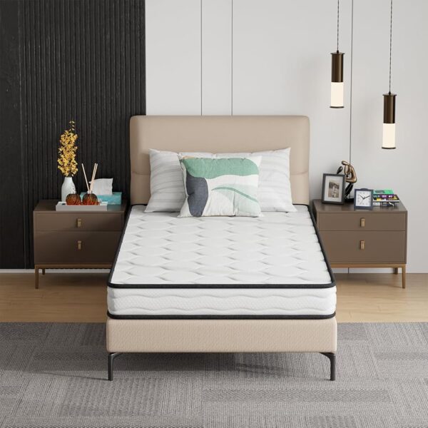 PayLessHere 6 Inch Hybrid Mattress with Innerspring and Foam/Fiberglass Free/Medium Firm Spring Mattress/Twin Size Mattress in a Box/CertiPUR-US Certified/Cool Sleep Pressure...