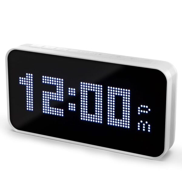 PixelRise Smart Alarm Clock for Bedroom, Cool Pixel Art LED Dot Matrix Display - Weather Temperature Humidity Animation, Loud Dual Alarm for Heavy Sleeper, Sleep White Noise,...