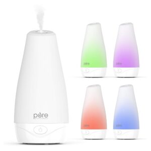 Pure Enrichment® PureSpa™ Essential Oil Diffuser - Compact Ultrasonic Aromatherapy Diffuser, Natural Air Deodorizer, 100ml Water Tank, and Optional Mood Light - Lasts Up to 7...