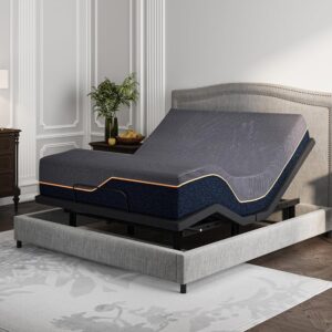 Queen Adjustable Bed Frame with Mattress, 14 inch Frim Copper-Gel Memory Foam Mattress, Head & Foot Incline, 750lbs Lift Capacity, Powerful Quiet Motor, 5 Minutes Tools-Free...
