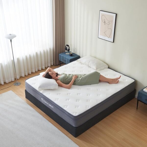 Queen Mattress, 12 Inch Queen Size Mattresses, Hybrid Mattress in a Box with Independent Spring, Soft and Comfortable, Pressure Relief, CertiPUR-US Certified, Medium
