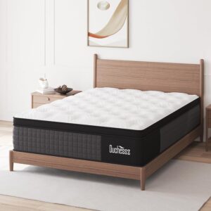 Queen Mattress, 14 Inch Hybrid Mattress Eurotop with Gel Memory Foam,Motion Isolation Individually Wrapped Pocket Coils Mattress,Breathable Comfort Soft Mattress Pressure Relief