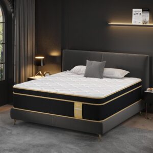 Queen Size Foam and Spring Hybrid Mattresses, 12 Inch Medium Firm Mattress in a Box with Individual Pocket Coils, Edge Supportive, CertiPUR-US Certified, White
