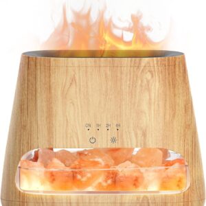 SALKING 2-in-1 Ultrasonic Essential Oil Diffuser & Himalayan Salt Lamp, Aromatherapy Diffuser Cool Mist Humidifier with Auto Off Function, 100% Pure Himalayan Pink Salt Rock,...