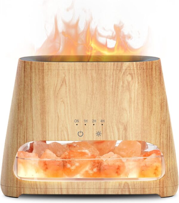 SALKING 2-in-1 Ultrasonic Essential Oil Diffuser & Himalayan Salt Lamp, Aromatherapy Diffuser Cool Mist Humidifier with Auto Off Function, 100% Pure Himalayan Pink Salt Rock,...