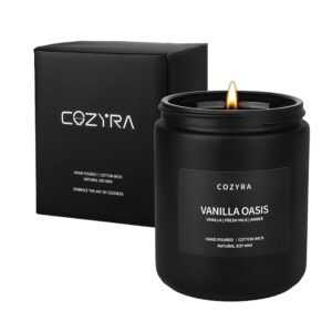 Scented Candles Men Vanilla Candle for Home Soy Candles Gifts for Men Clean Burning Long Lasting Candles Scents of Leather/Oak/Lavender/Smoke & Vanilla Help Sleep VANILLA OASIS,...