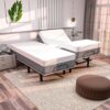 SF Adjustable Bed Frame with Mattress Included Massage - Split King Adjustable Bed + Medium Mattress - Cooling Gel Memory Foam Mattress, USB, Under Bed Light Zero Gravity...