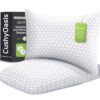 Shredded Memory Foam Pillow for Sleeping, Cooling Bed Pillows Set of 2, Adjustable Pillows for Side, Back, Stomach Sleepers with Washable Pillowcase (Queen Size, Grey)