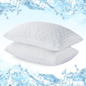 Shredded Memory Foam Pillows for Hot Sleepers, Cooling Adjustable Bed Pillows for Side, Back or Stomach Sleepers, Neck Pillows for Sleeping, Queen Pillow with Removable Cover (2...