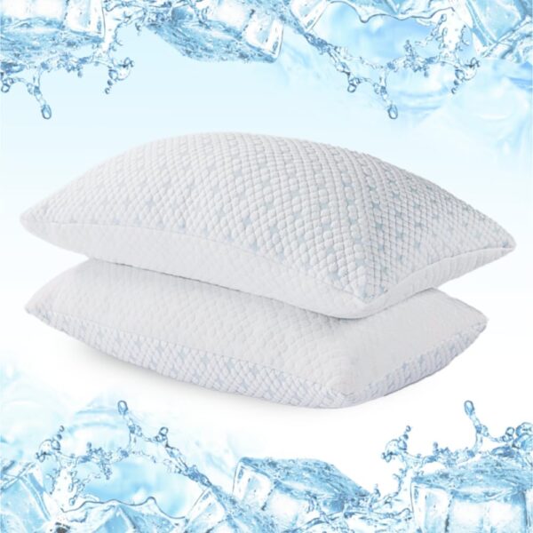 Shredded Memory Foam Pillows for Hot Sleepers, Cooling Adjustable Bed Pillows for Side, Back or Stomach Sleepers, Neck Pillows for Sleeping, Queen Pillow with Removable Cover (2...